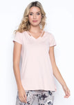 Picadilly Short Sleeve Top with V-Neck Cut-Out YR174