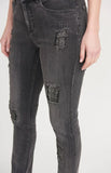 Joseph Ribkoff Charcoal/Dark Grey Distressed Slim Cropped Jeans 203072