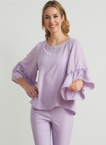 Joseph Ribkoff Sweet Lilac Ruffle Trim Top 212213