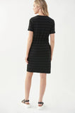 Joseph Ribkoff Black/Vanilla Striped Short Sleeve T-Shirt Dress 221272