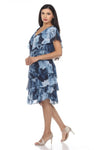 Joseph Ribkoff Midnight Blue/Multi Floral Print Tiered Short Sleeve Dress 221332