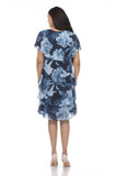 Joseph Ribkoff Midnight Blue/Multi Floral Print Tiered Short Sleeve Dress 221332