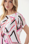 Joseph Ribkoff Vanilla/Multi-Color Embellished Geometric Print Top 221100