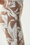 Joseph Ribkoff Beige/Vanilla Leaf Print Pull On Capri Pants 221282
