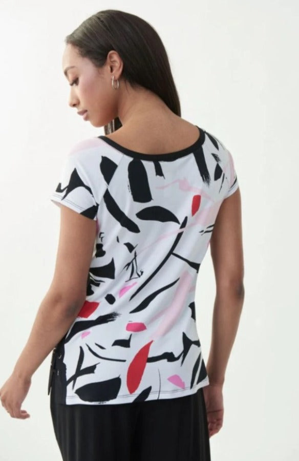 Joseph Ribkoff Vanilla/Multi-Color Abstract Print Top 221264