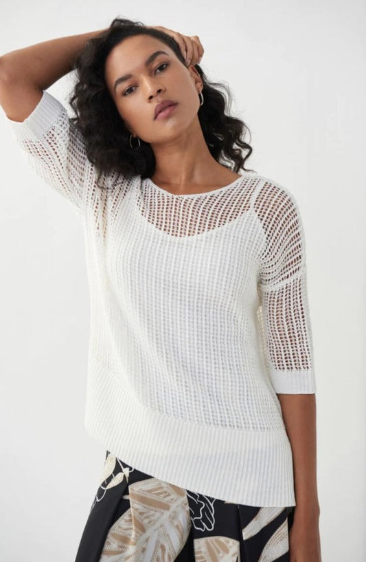 Joseph Ribkoff Open-Knit 3/4 Sleeve 2-Piece Sweater Top 222912