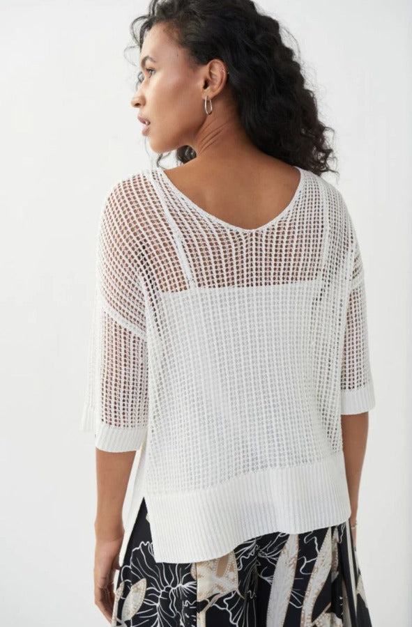 Joseph Ribkoff Open-Knit 3/4 Sleeve 2-Piece Sweater Top 222912