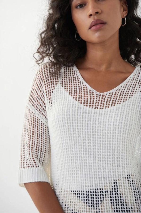 Joseph Ribkoff Open-Knit 3/4 Sleeve 2-Piece Sweater Top 222912