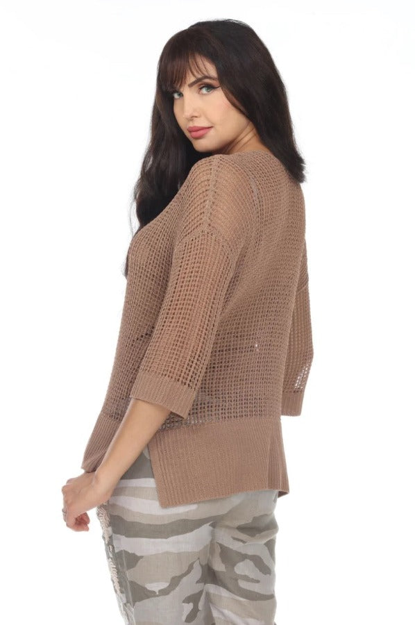 Joseph Ribkoff Open-Knit 3/4 Sleeve 2-Piece Sweater Top 222912