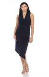 Joseph Ribkoff Midnight Blue Twist Front Asymmetric Dress 221348