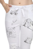 Joseph Ribkoff White/Grey Postal Print Pull On Cropped Pants 222924