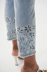 Joseph Ribkoff Light Blue Studded Floral Cut Out Detail Cropped Jeans 222907
