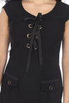 Joseph Ribkoff Black Lace-Up Cap Sleeve Sheath Dress 213325