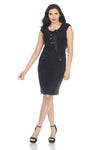 Joseph Ribkoff Black Lace-Up Cap Sleeve Sheath Dress 213325