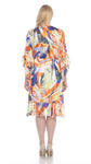 Joseph Ribkoff White/Multi-Color Ruffled Fit and Flare Dress 212211