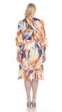 Joseph Ribkoff White/Multi-Color Ruffled Fit and Flare Dress 212211